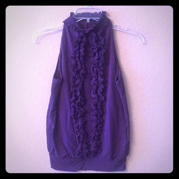 The Limited Tops - Purple, Sleeveless Blouse With Ruffles